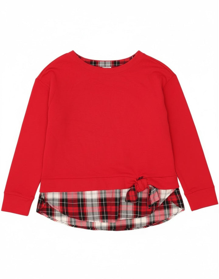 Izod Top para mujer de manga larga UK 44 Algodón a cuadros rojos grandes