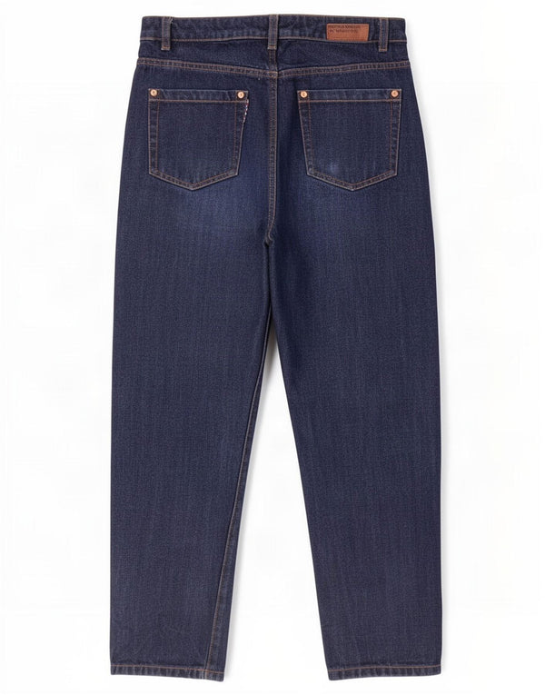 Benetton Vaqueros Tapered De Talle Alto W28 L27 Azul Marino