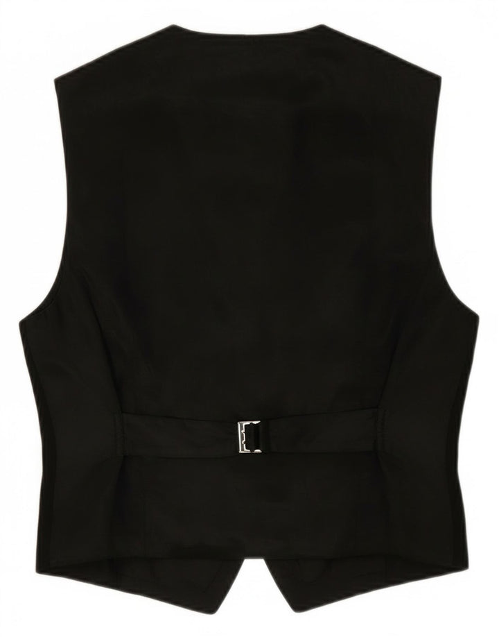 Vintage mujer chaleco Reino Unido 16 pequeña lana negra