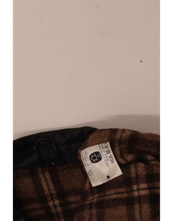Vintage hombres chaqueta de cuero Reino Unido 40 grande negro