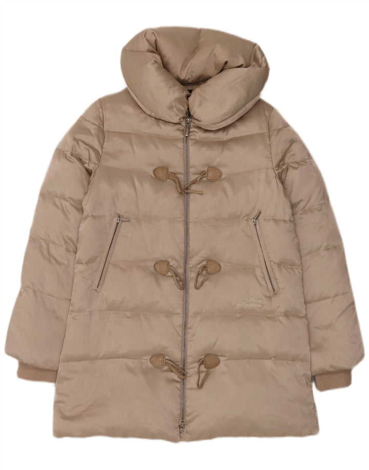 Moschino Mujer Trenca Acolchada Abrigo UK 44 Grande Poliéster Beige