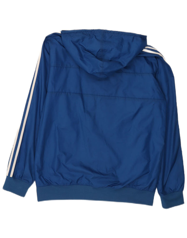 Adidas Chaqueta impermeable con capucha para hombre UK 38 Medium Blue Colourblock Nylon