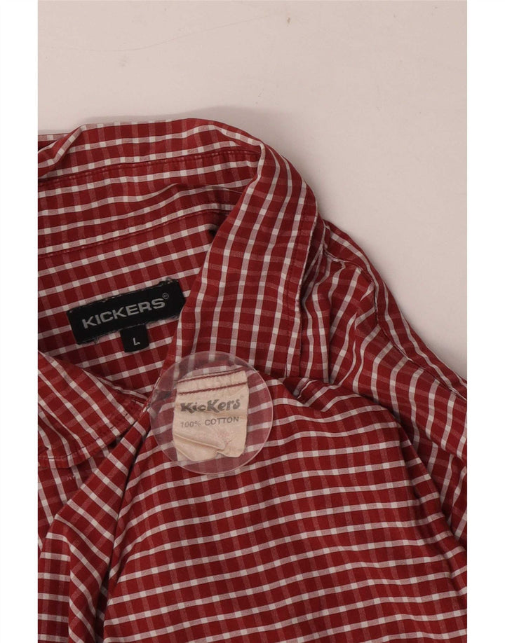 Kickers Camisa De Manga Corta Para Hombre De Algodón Con Cuadros Rojos Grandes