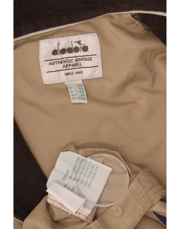 Diadora Chaqueta de chándal para hombre ES 38 Medium Beige Colorblock Poliéster