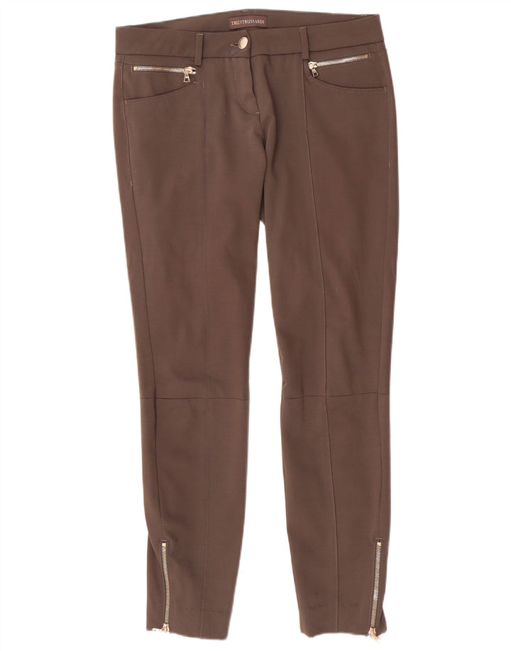 TRUSSARDI Pantalones informales ajustados para mujer IT 42 Medium W32 L29 Marrón Poliéster
