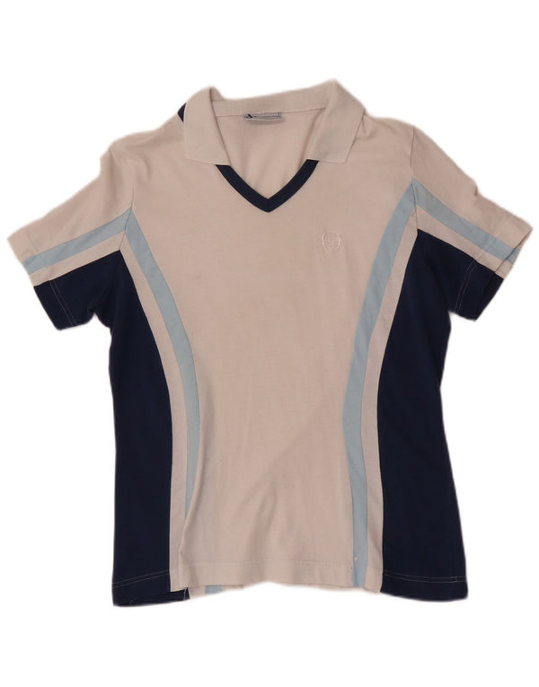 Sergio Tacchini Polo para mujer Reino Unido 40 Medio Blanco Colorblock Algodón