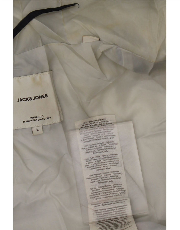 JACK & JONES Chaqueta acolchada con capucha para hombre UK 40 Large Poliéster azul marino