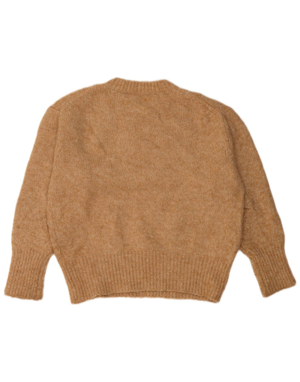 Zara Mujer Suéter De Cuello Redondo De Gran Tamaño UK 10 Small Beige Poliéster