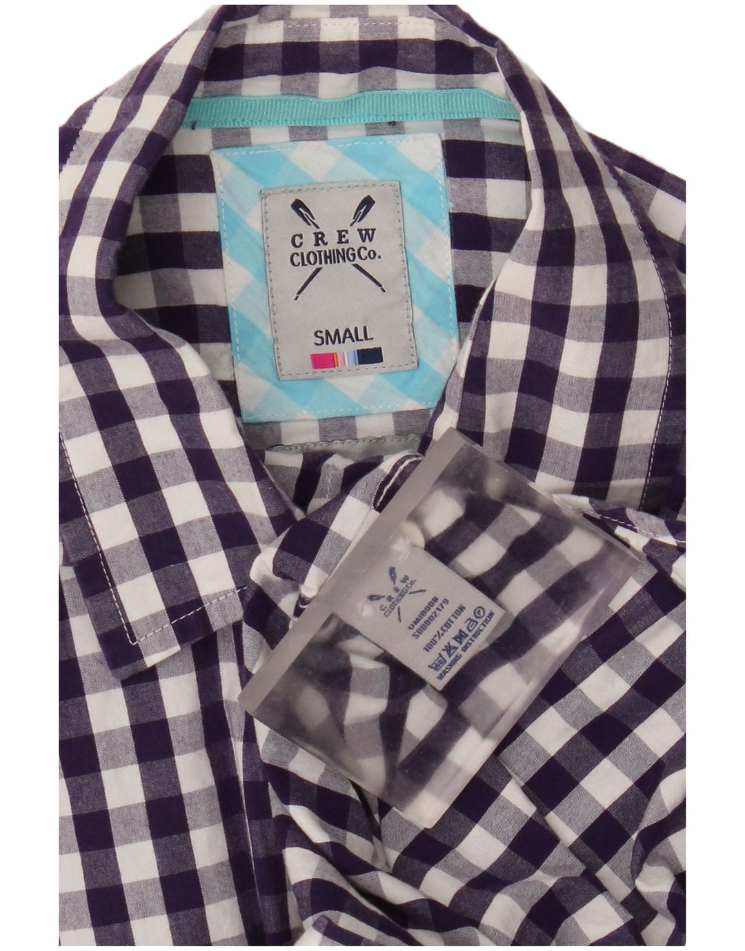 Crew Clothing Camisa para hombre Algodón a cuadros morado pequeño