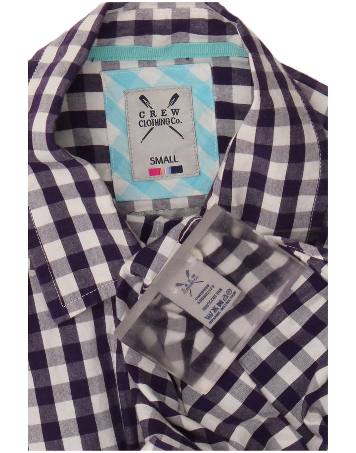 Crew Clothing Camisa para hombre Algodón a cuadros morado pequeño