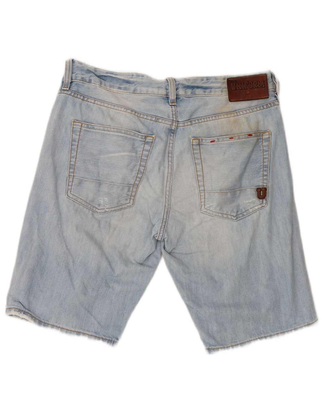 Pantalones cortos de mezclilla desgastados para hombre Uniform W30 Algodón azul medio