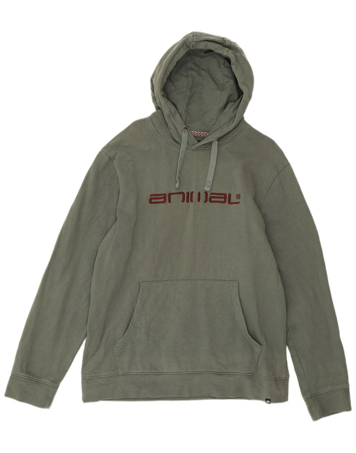 ANIMAL Sudadera con capucha gráfica para hombre Jersey grande de algodón verde