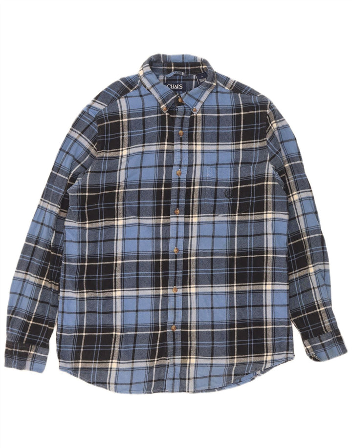 Camisa de franela Chaps para hombre de algodón a cuadros azul medio