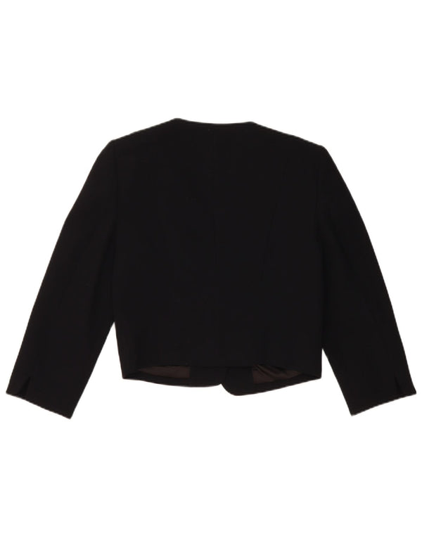 Monsoon Chaqueta tipo blazer abierta corta para mujer UK 40 Small Poliéster negro