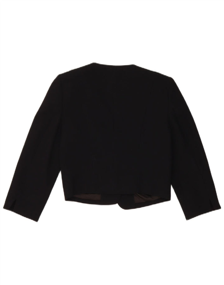 Monsoon Chaqueta tipo blazer abierta corta para mujer UK 40 Small Poliéster negro