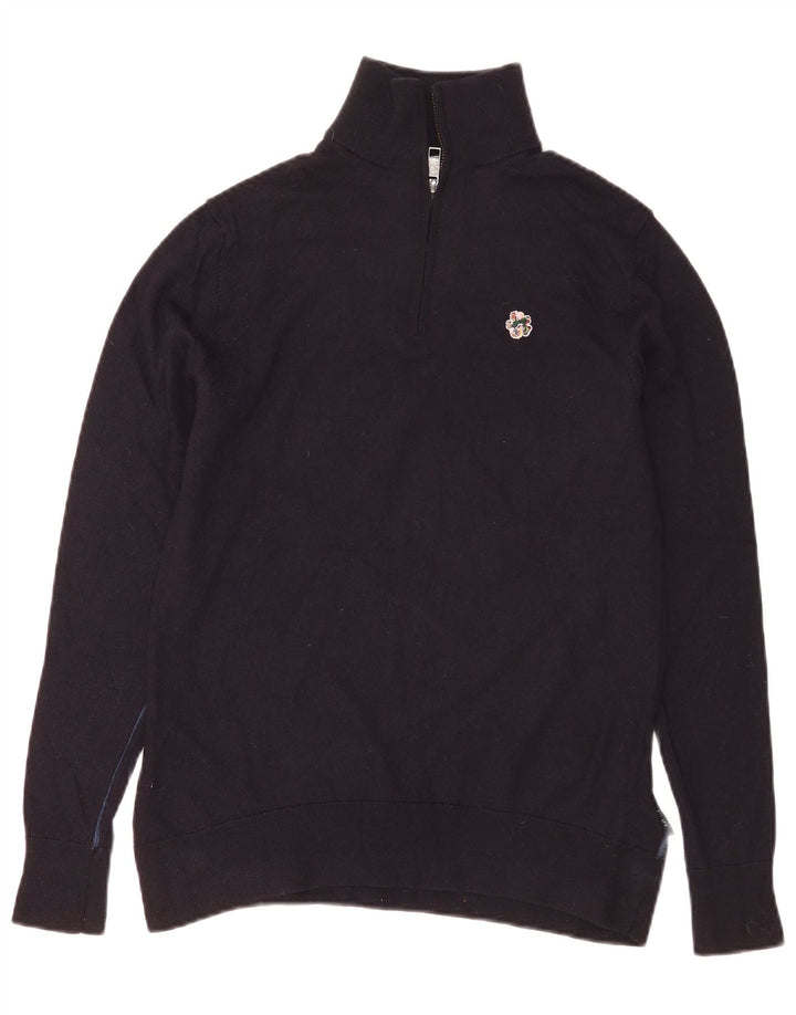 Ted Baker - Jersey para hombre con cuello y cremallera, talla 3, lana azul marino mediana