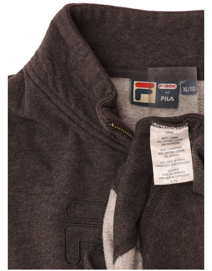 Fila Mens Graphic Chándal Top Chaqueta XL Gris Algodón
