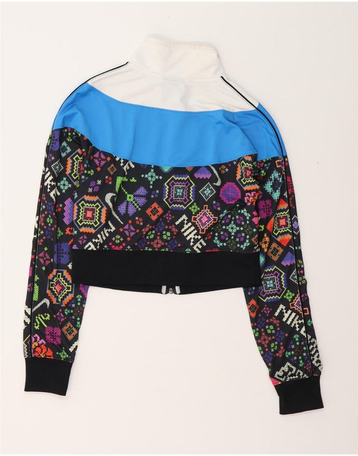 NIKE Mujer Crop Chándal Top Chaqueta UK 6 XS Multicolor Geométrico