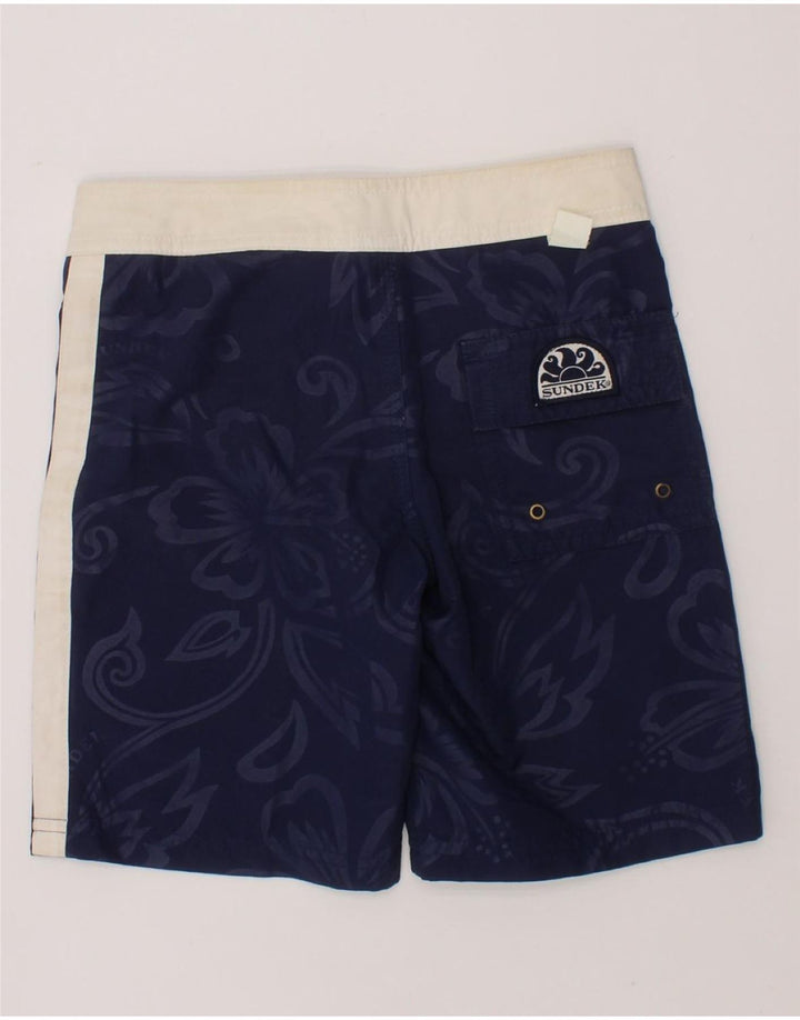 SUNDEK Boys Swimming Shorts 5-6 Years  Navy Blue Floral Polyester Vintage Sundek and Second-Hand Sundek from Messina Hembry 