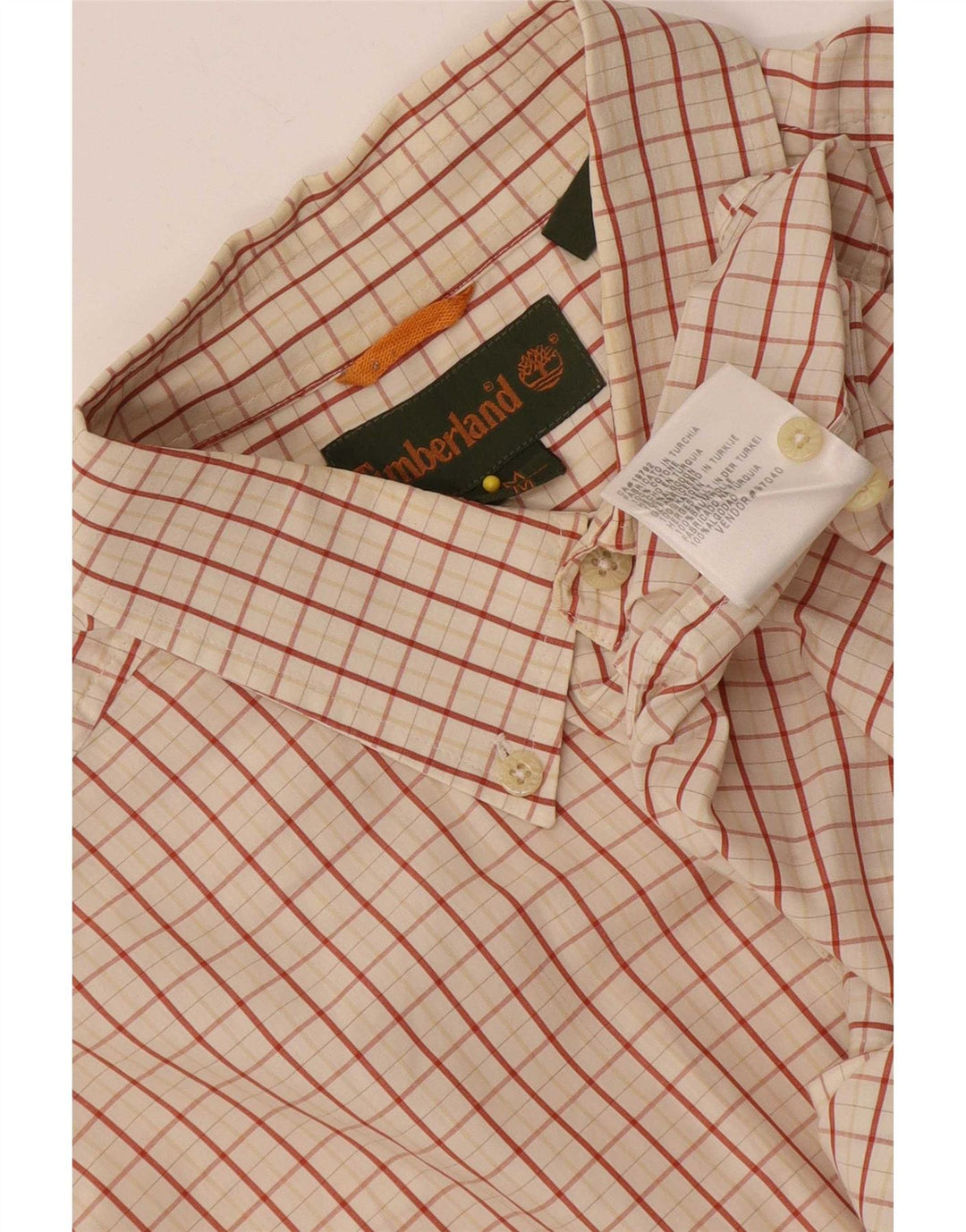 Camisa Timberland Hombre Manga Corta Algodón Cuadros Beige Medio