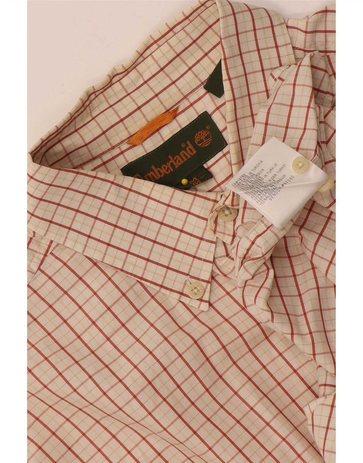 Camisa Timberland Hombre Manga Corta Algodón Cuadros Beige Medio