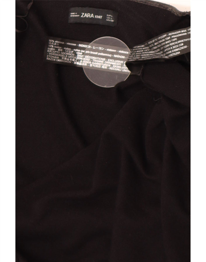 Zara Mujer Top Manga Larga UK 44 Large Viscosa Negra