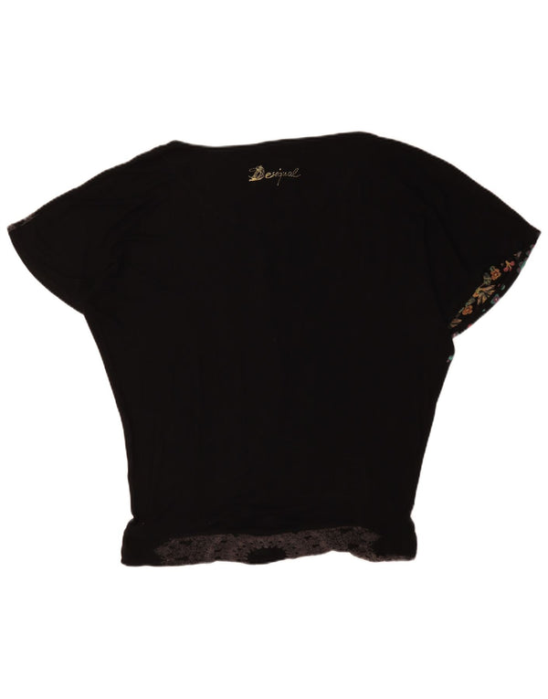 Desigual Blusa gráfica extragrande para mujer Top UK 46 Large Black Floral