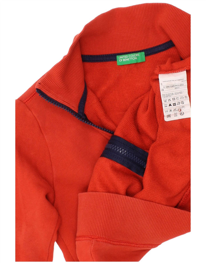 BENETTON Chaqueta de Chándal para Niños 6-7 Años Small Rojo Algodón