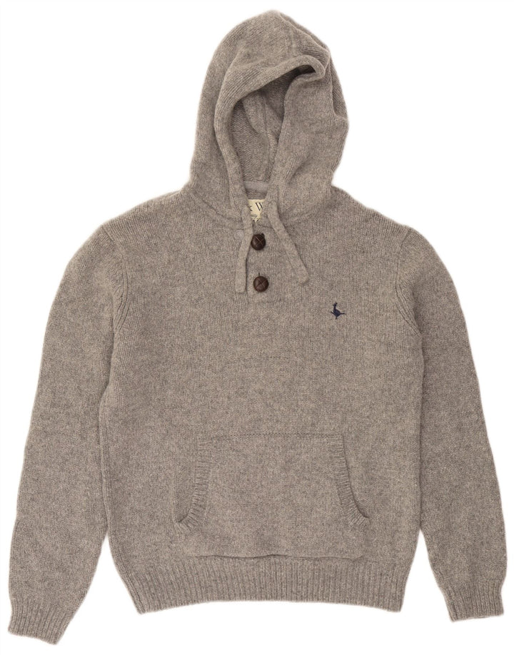 Jack Wills Jersey con cuello y botones y capucha para hombre de lana gris medio
