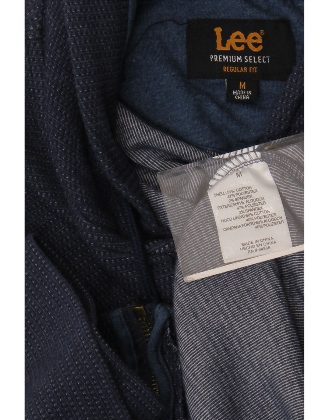 LEE Suéter con capucha y cremallera de ajuste regular para hombre Algodón con manchas azul marino mediano