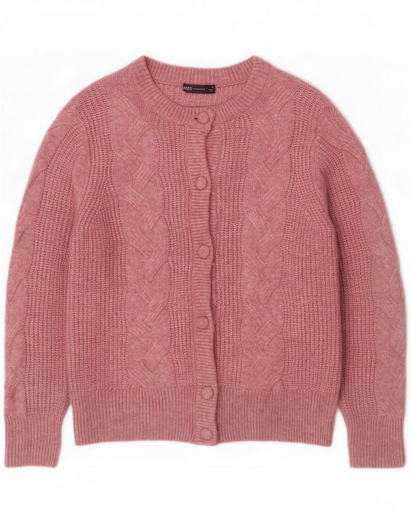 Marks & Spencer Cárdigan para mujer UK 44 Acrílico jaspeado rosa grande