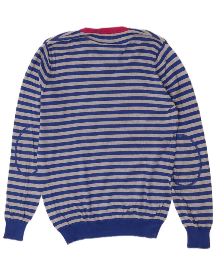 Jersey De Algodón Con Cuello En V Para Hombre Gas Azul Medio A Rayas