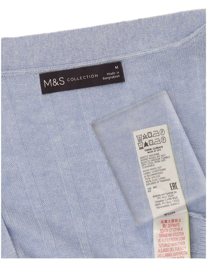 Marks & Spencer Suéter Cardigan Largo Abierto para Mujer UK 14 Azul Medio