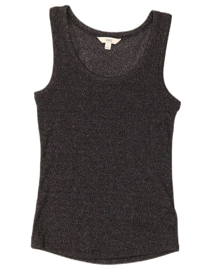 Marks & Spencer Camiseta sin mangas para mujer UK 40 Mediana Algodón moteado negro