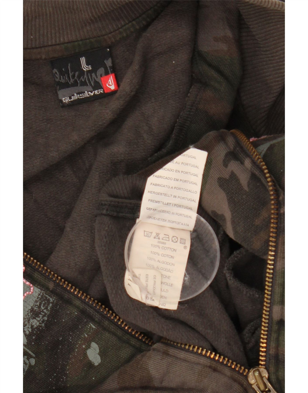 QUIKSILVER Chaqueta superior de chándal para mujer UK 46 Large Khaki Camuflaje