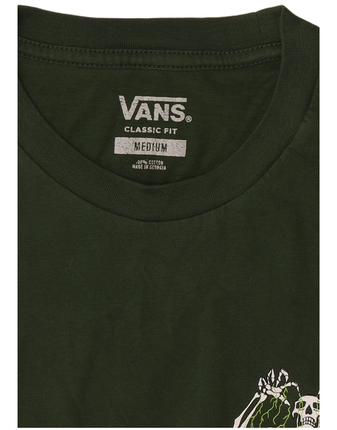 VANS Hombre Classic Fit Graphic Camiseta Top Algodón Verde Medio