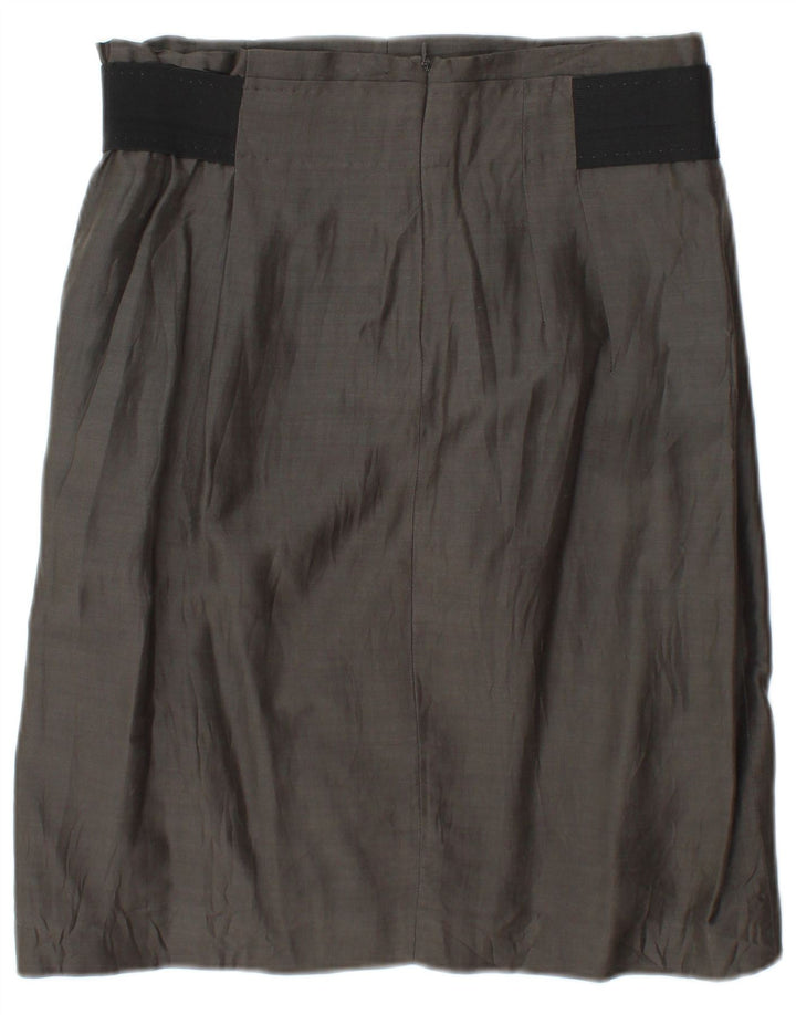 Falda midi vintage para mujer W30 Bloque de color gris medio