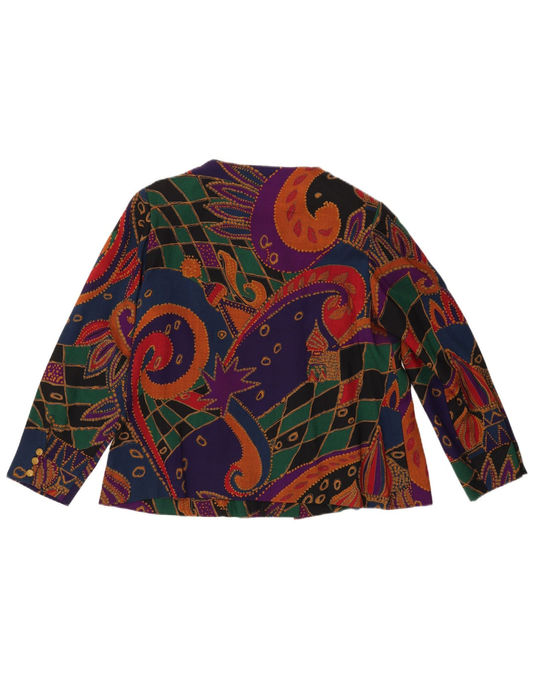 VINTAGE Chaqueta Blazer de 6 botones para mujer Reino Unido 14 Paisley multicolor grande