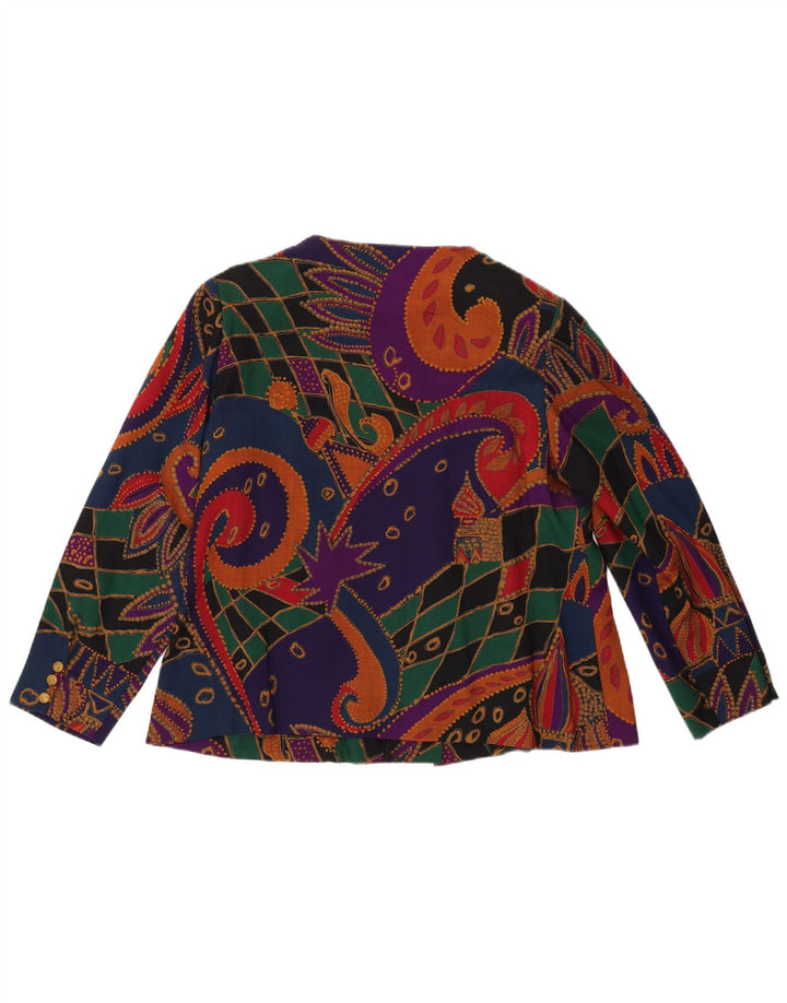 VINTAGE Chaqueta Blazer de 6 botones para mujer Reino Unido 14 Paisley multicolor grande