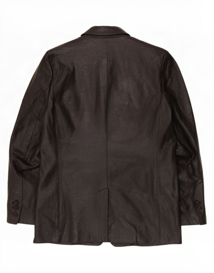 Zara Chaqueta Blazer De Piel Sintética Con 1 Botón Para Mujer UK 42 Medium Black