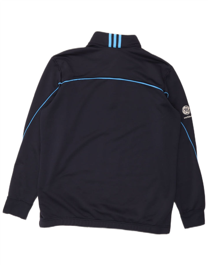 Adidas Mens Climalite Zip Neck Sudadera Jumper Grande Azul Marino Poliéster