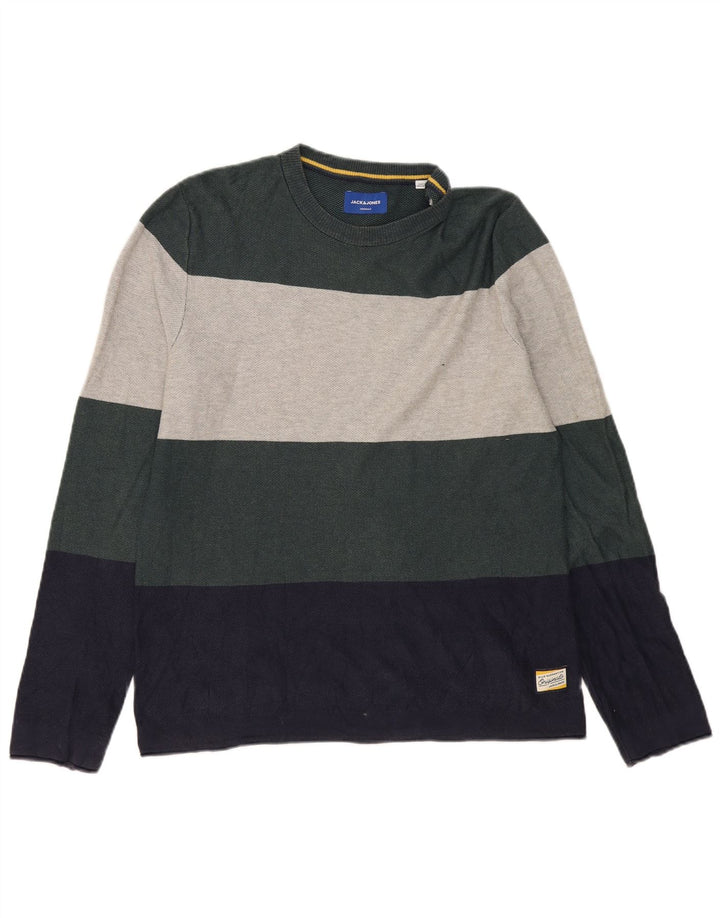 Jack & Jones Hombre Top Manga Larga Grande Algodón A Rayas Multicolor