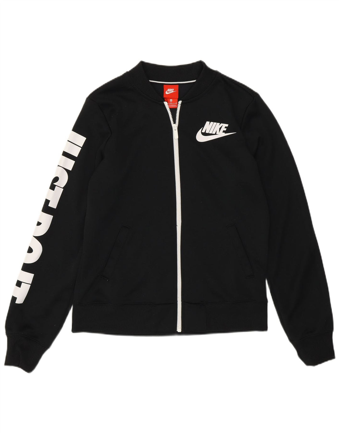 Nike - Chaqueta de chándal gráfica para mujer, talla M, poliéster negro