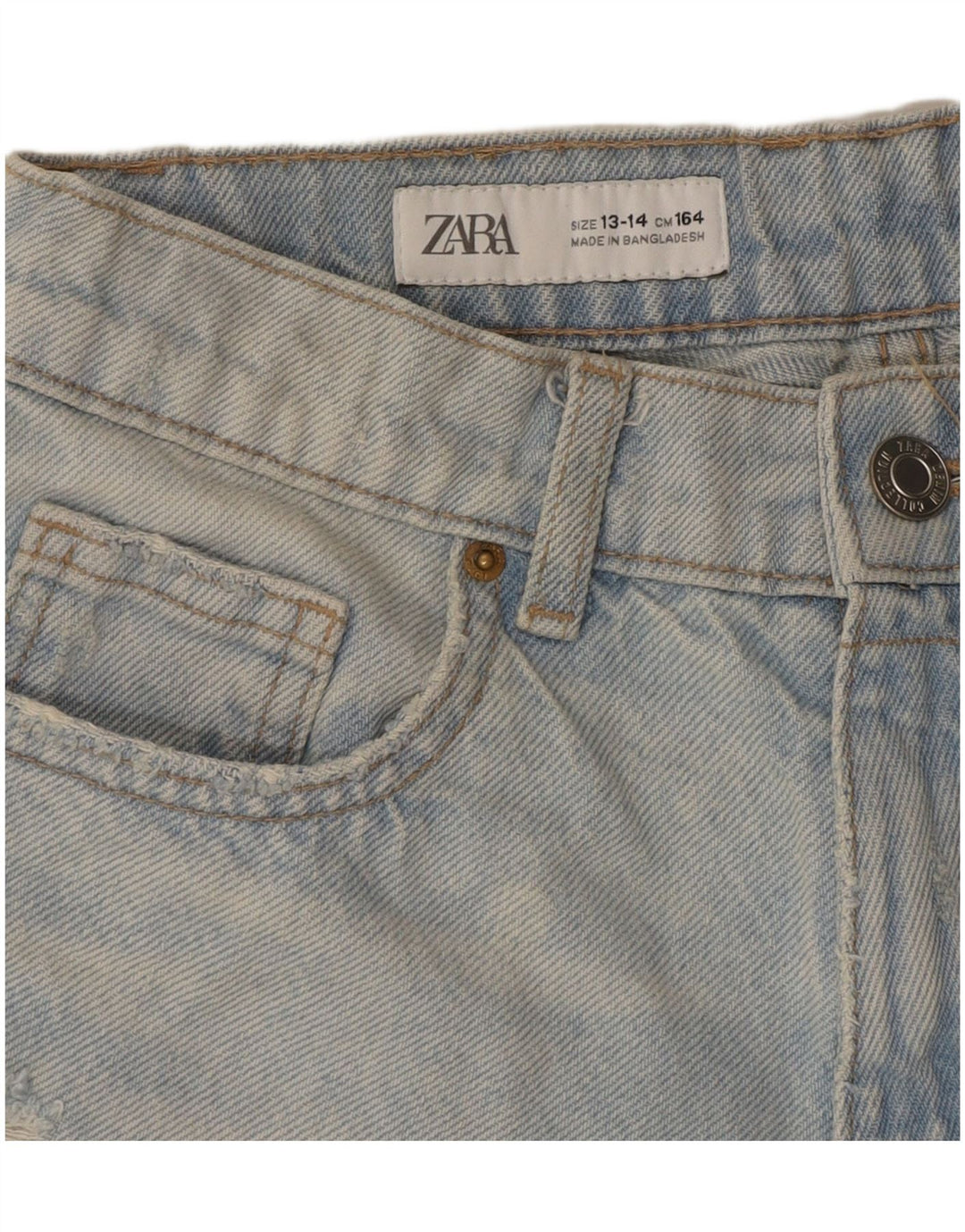 ZARA Shorts Denim Desgastados Niña 13-14 Años W28 Algodón Azul