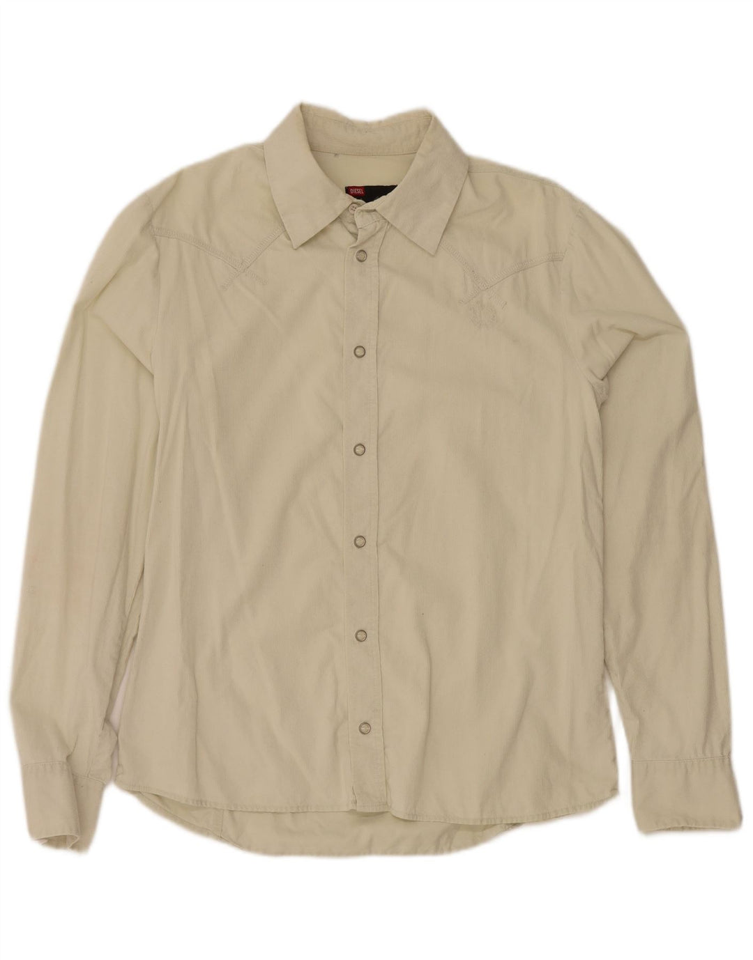 Diesel Hombre Camisa De Pana Grande Algodón Beige