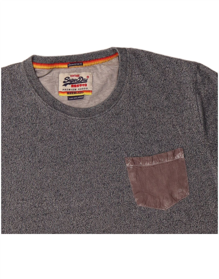 SUPERDRY Camiseta para hombre Top 2XL Algodón moteado gris