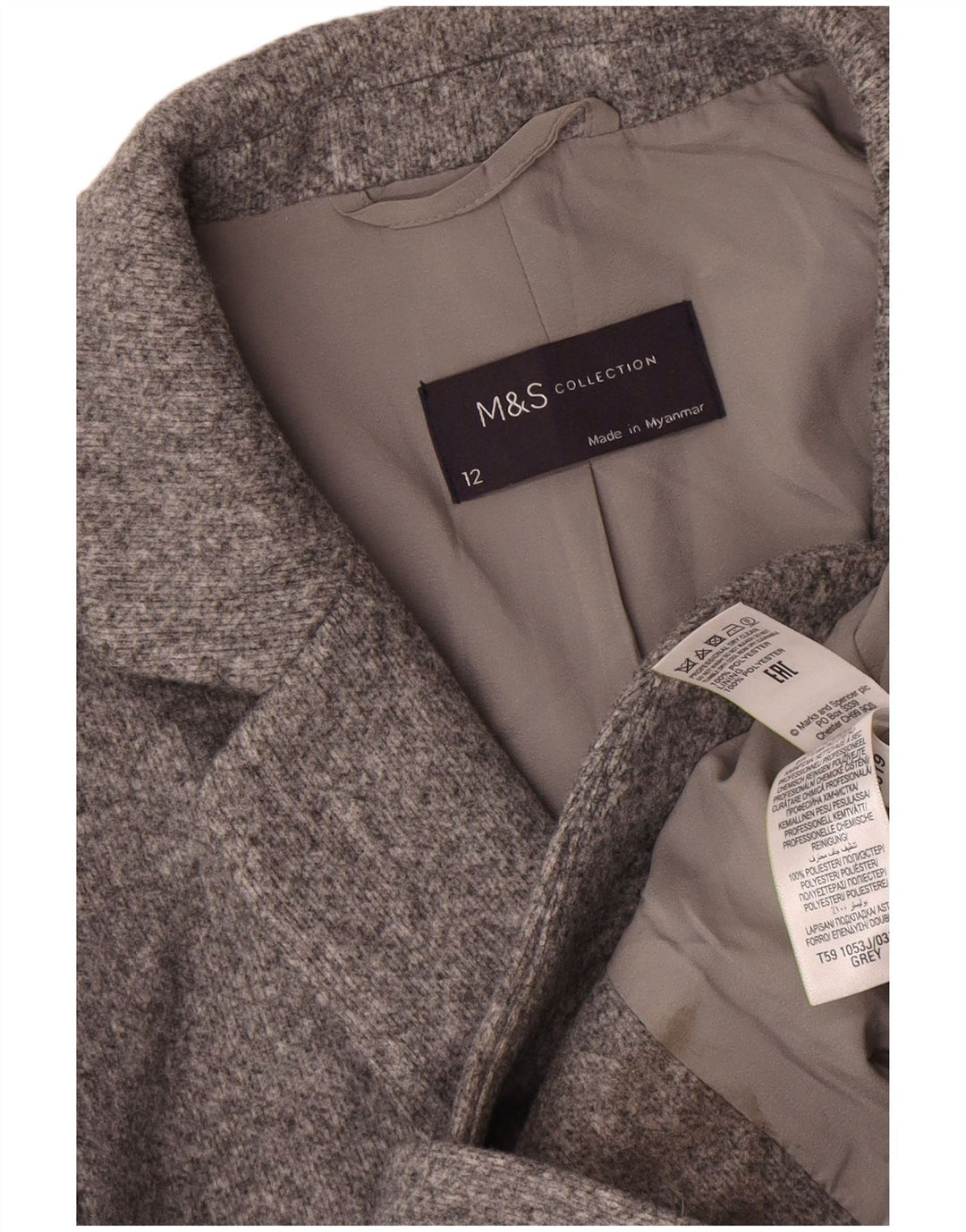 Marks & Spencer Chaqueta tipo blazer de 2 botones para mujer UK 42 Poliéster gris medio