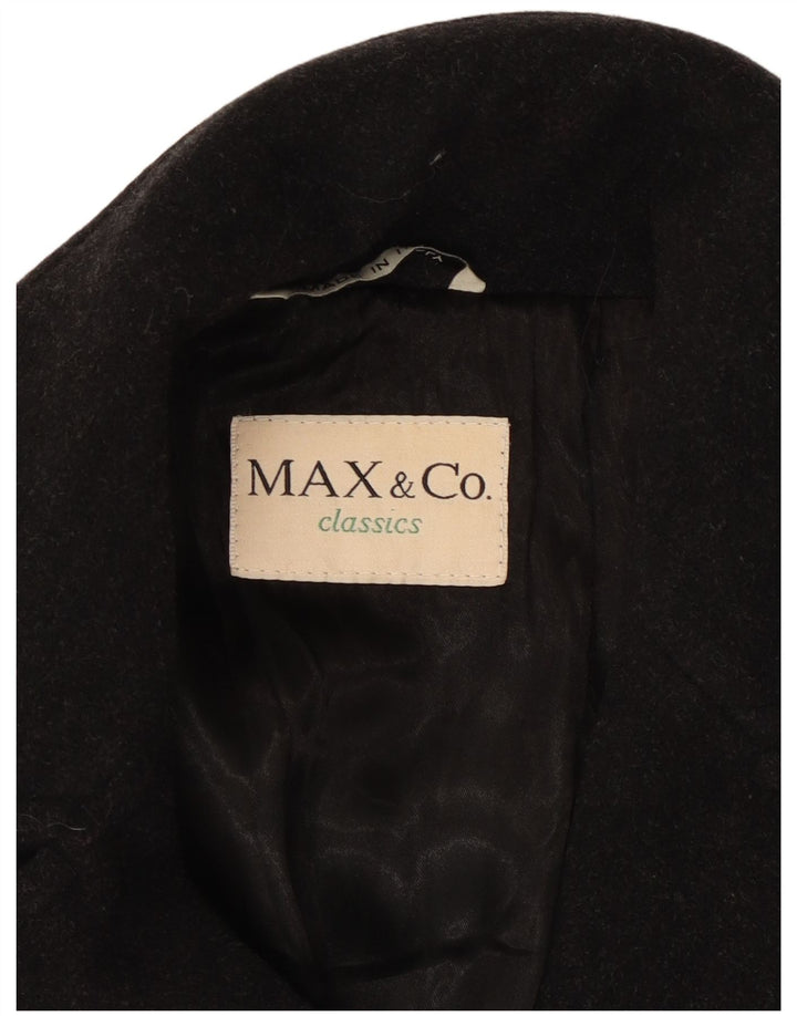 Max & Co. Abrigo extragrande con doble botonadura para mujer UK 10 Small Lana negra