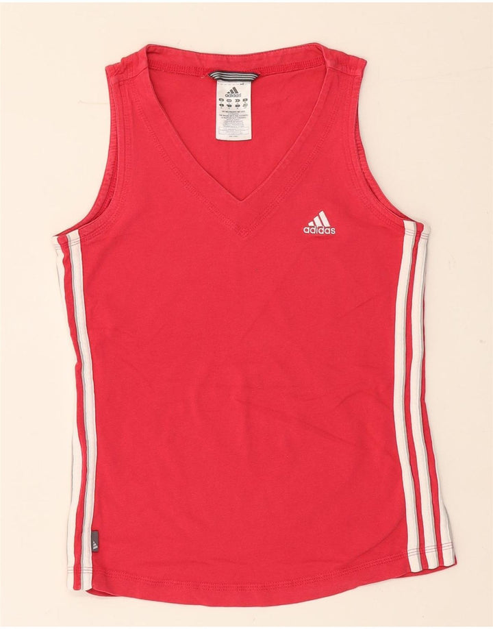 Adidas Mujer Chaleco Top UK 10 Pequeño Algodón Rojo