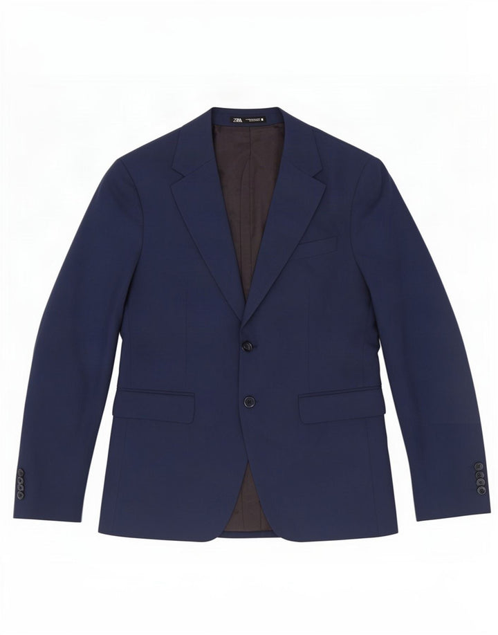 Zara Chaqueta tipo blazer de 2 botones para hombre EU 46 Small Azul marino Poliéster